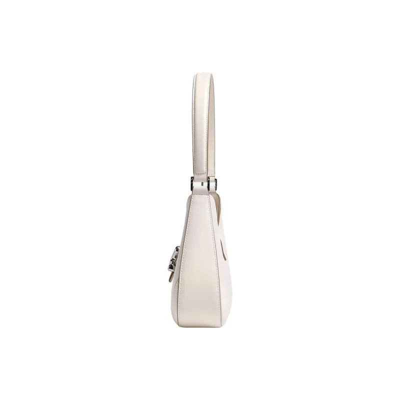 DILAKS Cow Leather Handbag, Shoulder Bag Women's Milkshake White/Chocolate/Black-6