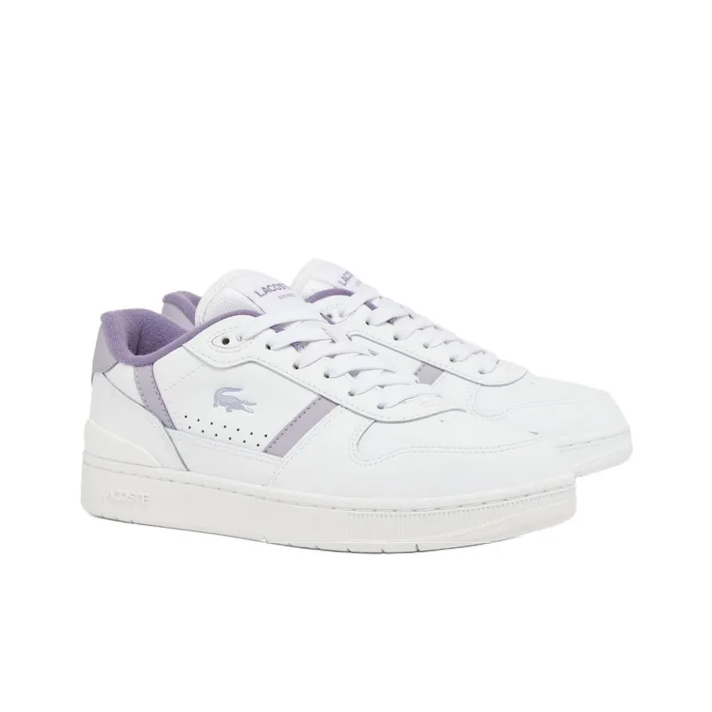 LACOSTE Abrasion Resistant Slip Resistant Low Top Skateboard Shoes Women's White Purple-2