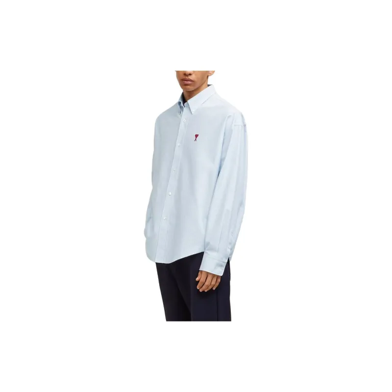 AMIPARIS Paris Ami De Coeur Striped Logo Embroidered Shirt-3