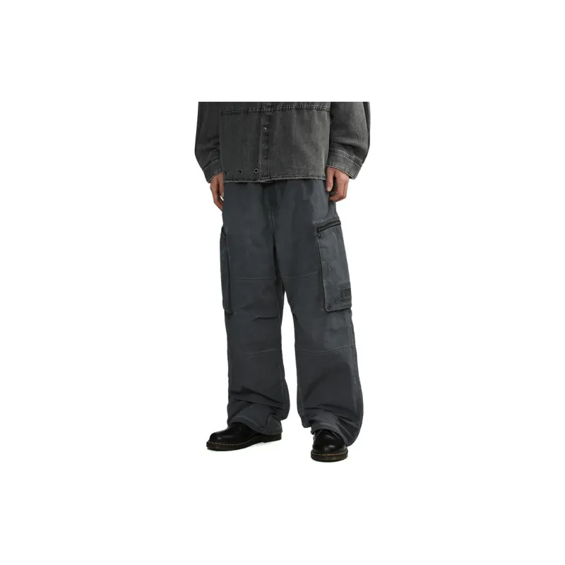 Izzue Logo embroidery Crinkled Cargo Trousers-2