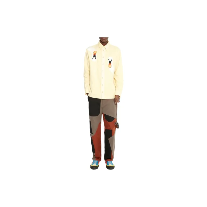 JW Anderson FW22 Men Graphic Print Button-Up Shirt Yellow-1