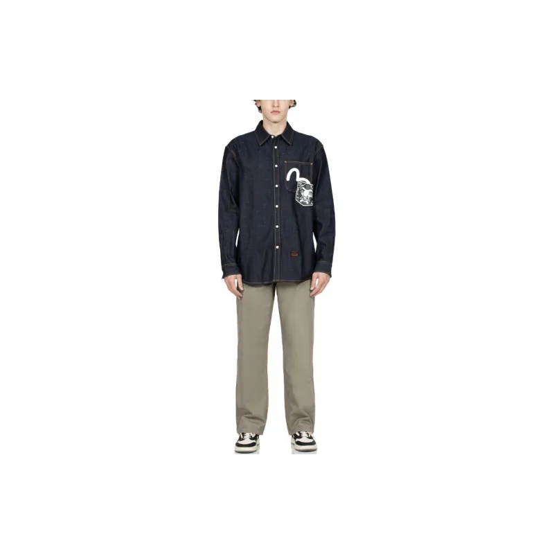 EVISU Shirts Men Denim Blue-2
