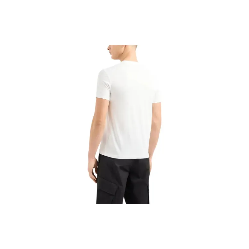 ARMANI EXCHANGE Letter Logo Print Crew Neck Short Sleeved T Shirt T Shirt Men's White-3