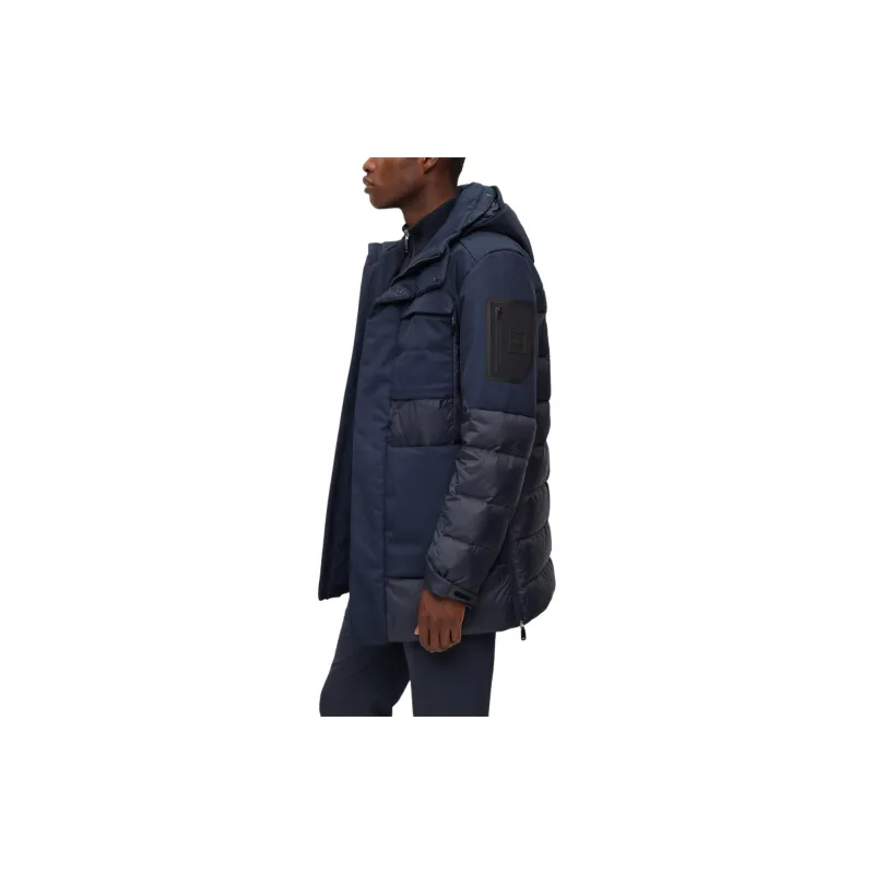 HUGO BOSS Mixed Material Down Jacket With Detachable Hood Jackets & Coats Men's Dark Blue-3