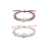 Timeless Love Lock Bracelet 1 Pair (Rose Quartz+Strawberry Quartz)