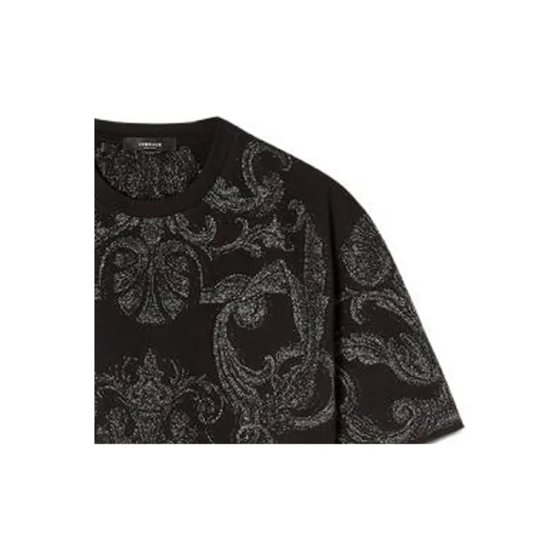 VERSACE Metallic Barocco print T shirt-4