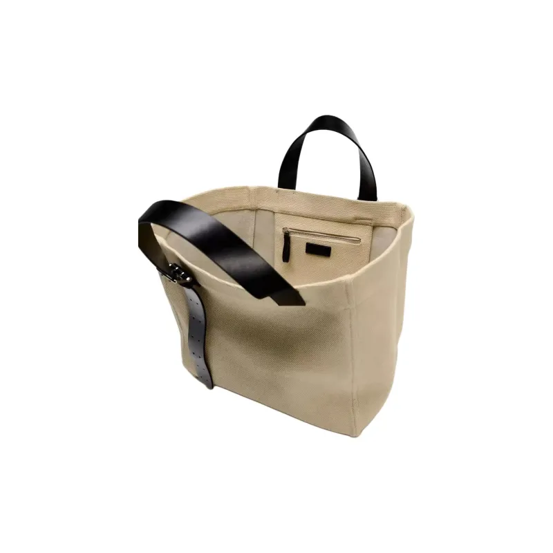 ZARA Cotton Tote Bag Shopping Bag Shoulder Bag Handbag Large Size Women's Raw White-4