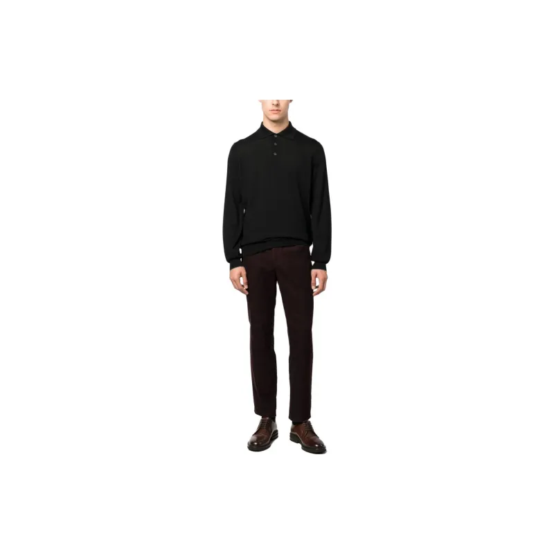 Brunello Cucinelli Long Sleeved Knitted Polo Shirt-1