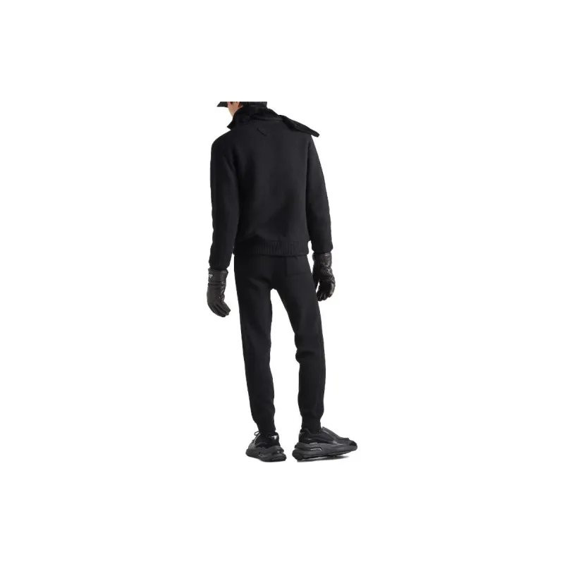 PRADA Triangle Logo Zip Up Cardigan-2