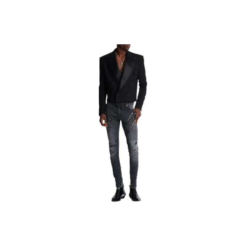 BALMAIN Satin lapel Crepe Blazer-2
