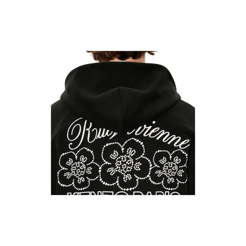 KENZO Logo Embellished Zip Up Hoodie-5