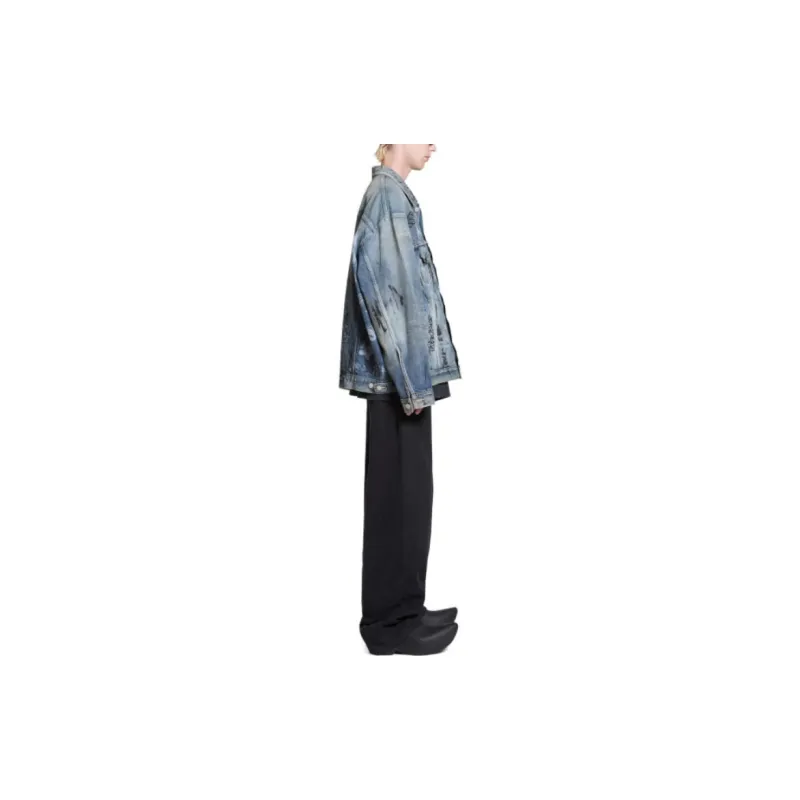 Balenciaga Graffiti Jackets Unisex Blue-4