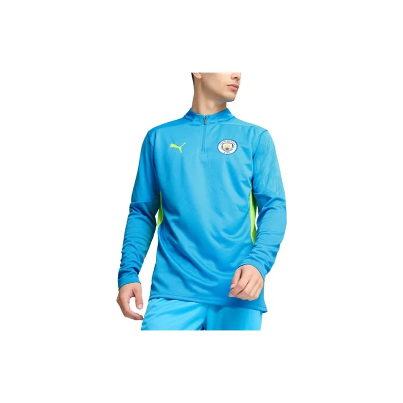 PUMA Manchester City Quarter Zip Soccer Jerseys Men's Blue Yellow-2