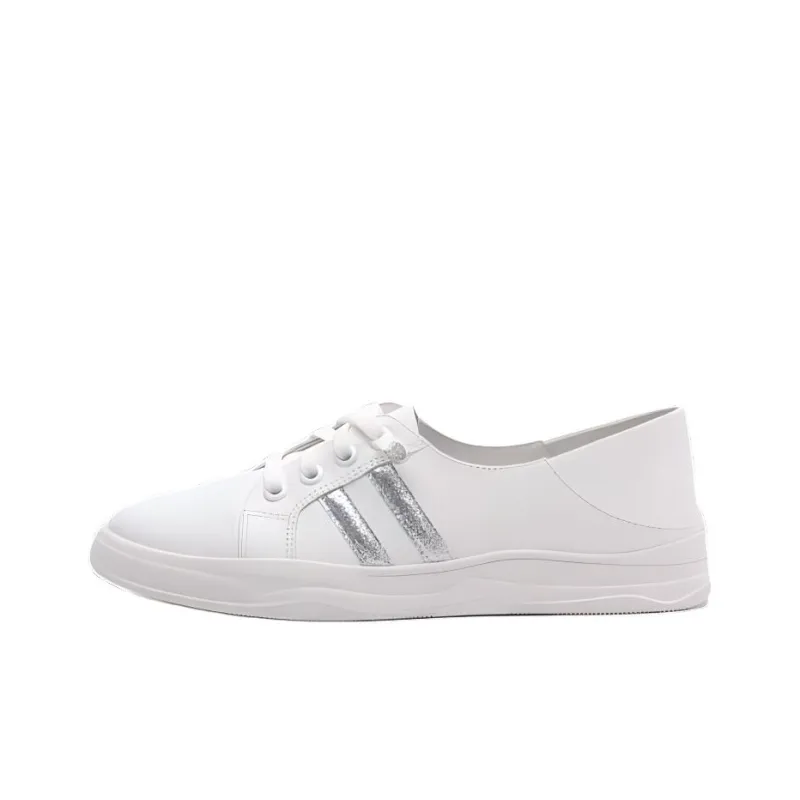 Satchi Anti Slip Wear Resistant Low Top Skateboard Shoes Women's White-0