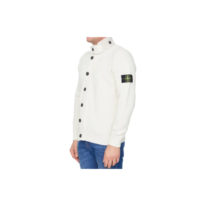 STONE ISLAND Logo Patch High Neck Cardigan-3