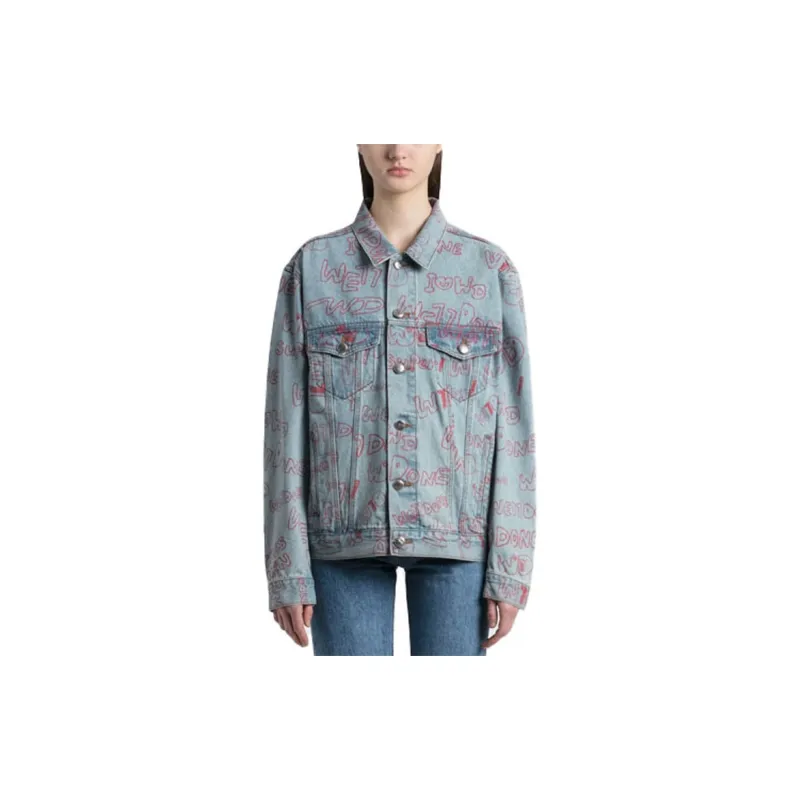 WE11DONE Denim Jackets Unisex Light Blue-1