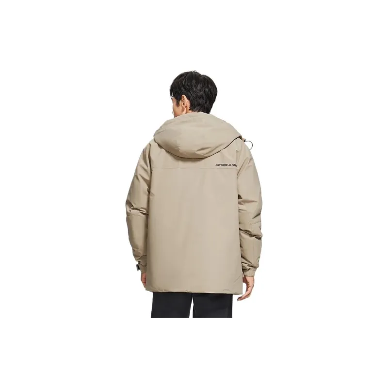 LiNing Sports Life Collection Down Jacket Men's Gray Leaf Green-3