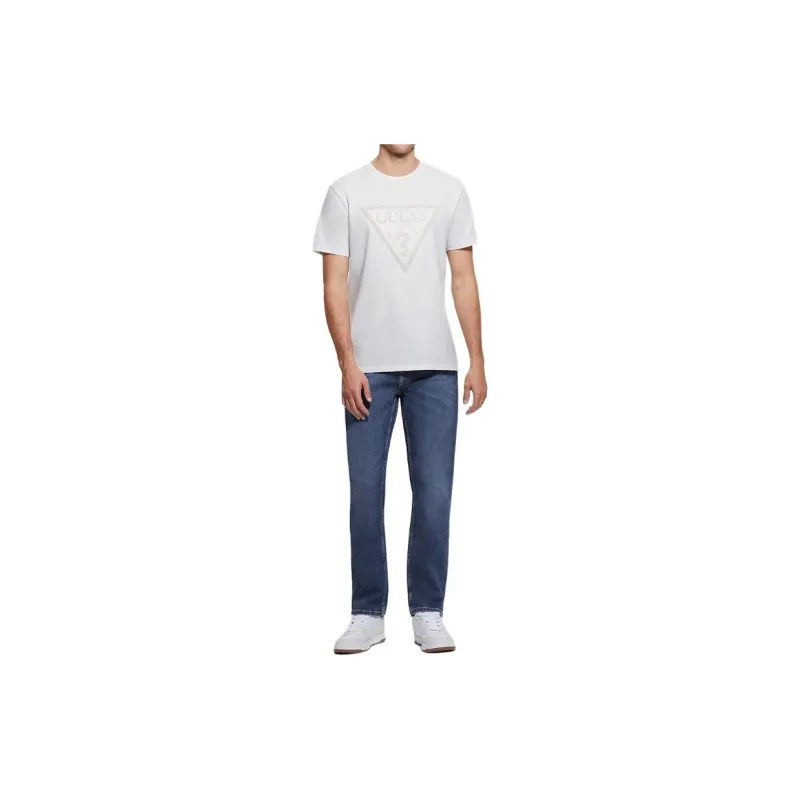 GUESS Eco Embroidered Logo Tee T-Shirt Men's White-2