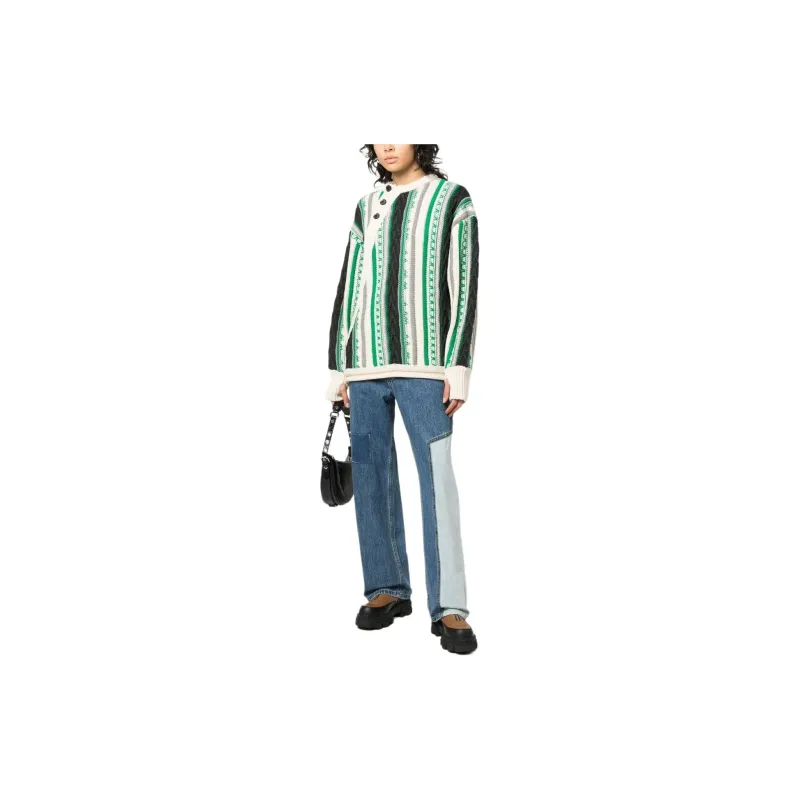 ADER ERROR Frema Striped knit Buttoned Jumper-1