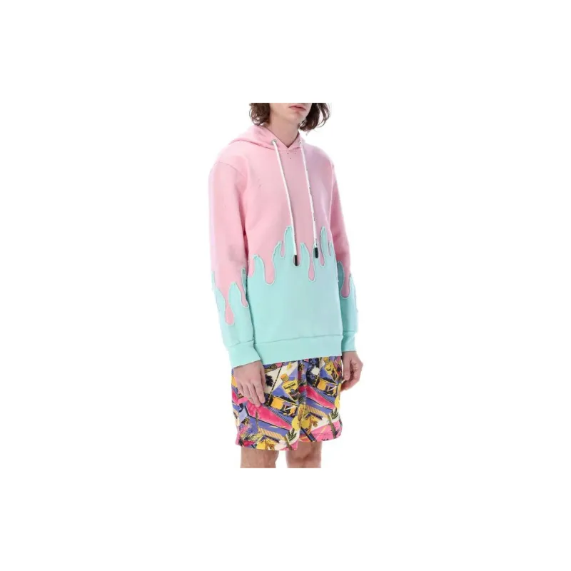 PALM ANGELS Layered Flames Drawstring Hoodie-3