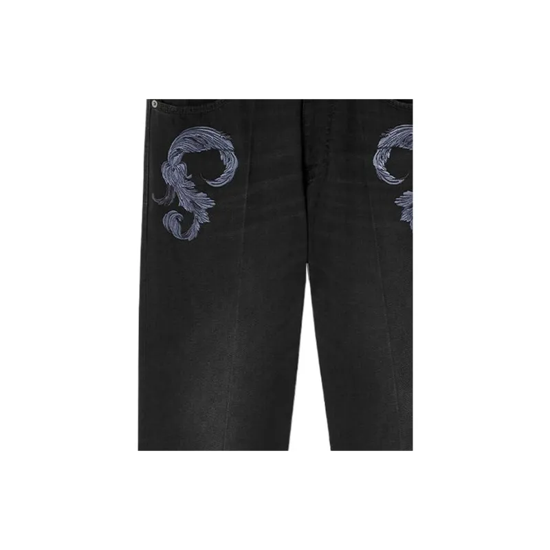 VERSACE Barocco embroidered Mid rise Straight leg Jeans-4
