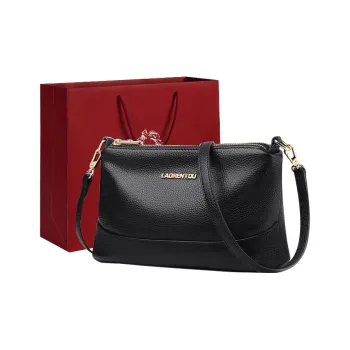 Old Man's Head Cow Leather Shoulder Bag Women's Black