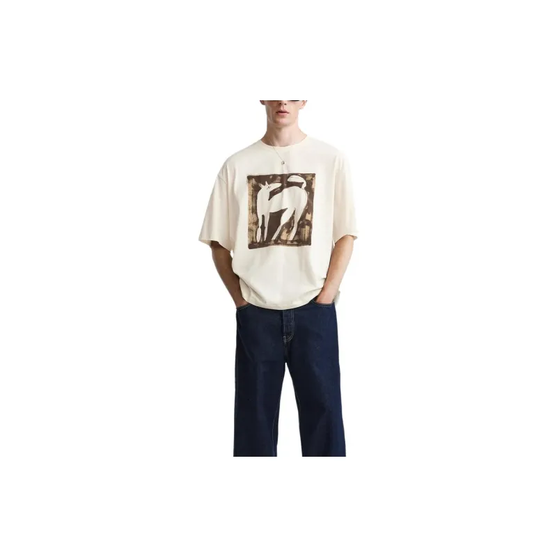 ZARA T-Shirts Men Beige-2