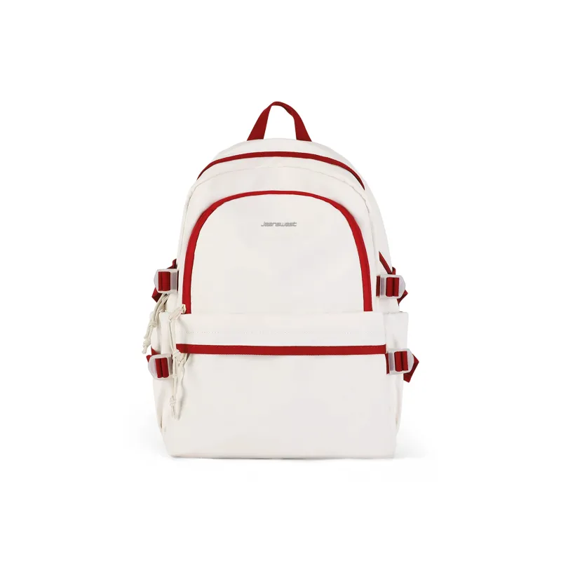 JEANSWEST Fabric Backpack Regular Unisex Red White/Purple-7