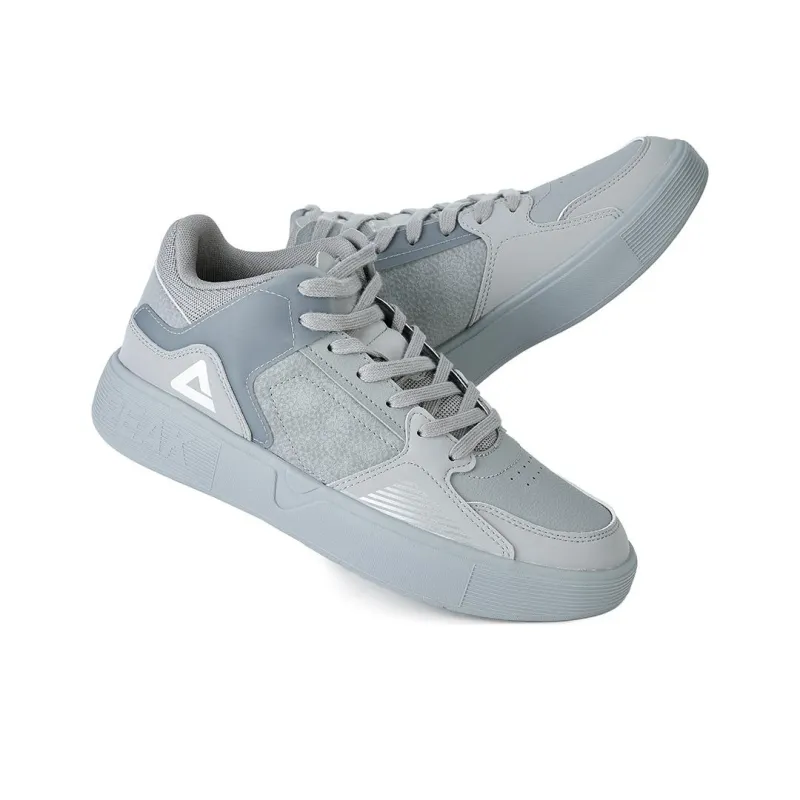 PEAK Lightweight Large Triangle 1.0 Anti Slip Wear Resistant Mid Top Skateboard Shoes Men's Silver Gray-3