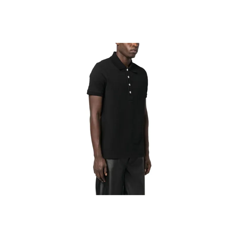 BALMAIN Monogram pattern Piqué Polo Shirt-3