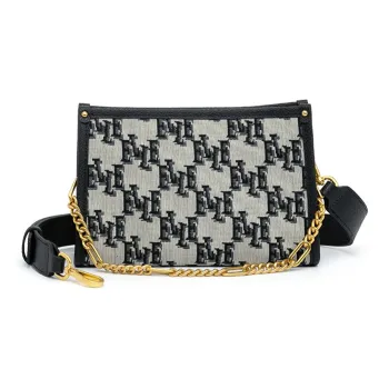 ELLE Multi Compartment Fabric Vintage Underarm Mini Bag Small Square Bag, Crossbody Handbag Women's Black/Brown