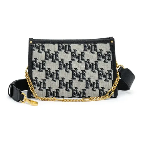 ELLE Multi Compartment Fabric Vintage Underarm Mini Bag Small Square Bag, Crossbody Handbag Women's Black/Brown
