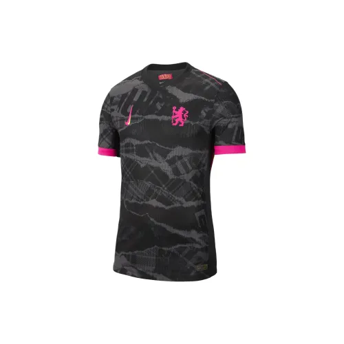 Nike Chelsea FC Soccer Jerseys Men Dark Gray/Black/Bright Yellow/Bright Pink