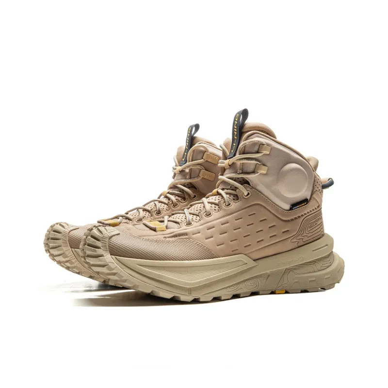 LiNing CF Su Xingchuan Anti-Slip Wear-Resistant High-Top Trekking Shoes Unisex Brown Yellow-2
