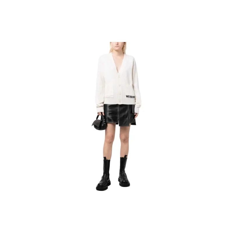 WE11DONE Logo intarsia Wool Cardigan-1
