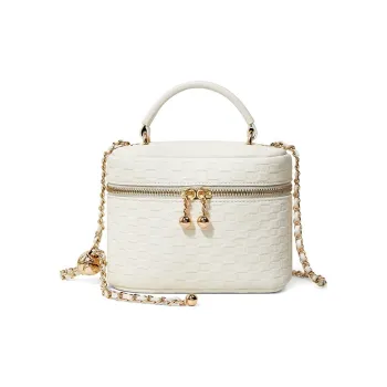 Teenmix Cow Leather With Synthetic Leather Shoulder Bag, Crossbody Bag, Handbag Women's Ecru/Sky Blue