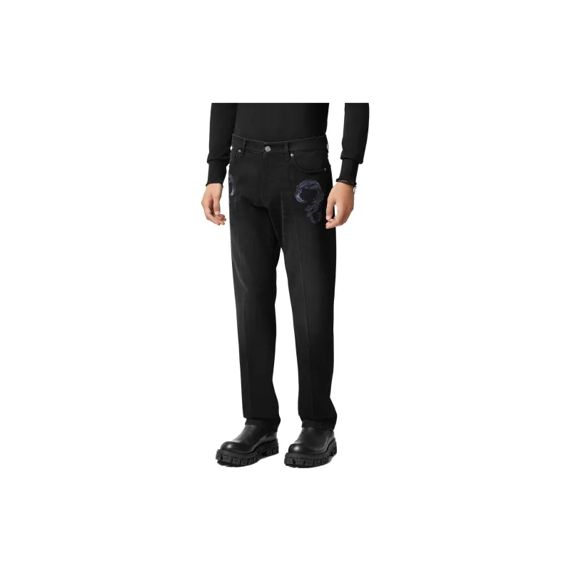 VERSACE Barocco embroidered Mid rise Straight leg Jeans-2