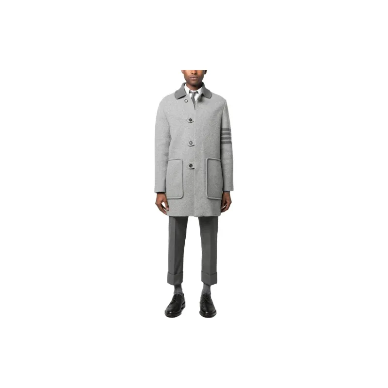 THOM BROWNE Stripe trim Detail Single breasted Coat-1