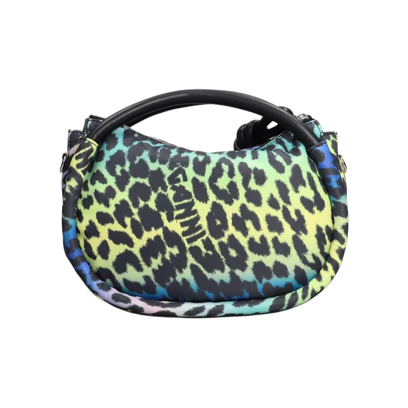GANNI Nylon Shoulder Bag Crossbody Bag Handbag Women's Leopard Print Multicolor-2