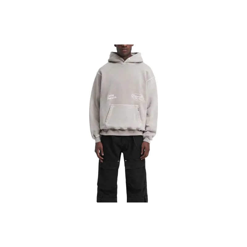 REPRESENT Chain Stitch Rodeo Hoodie Sweatshirt Men's Gray-3