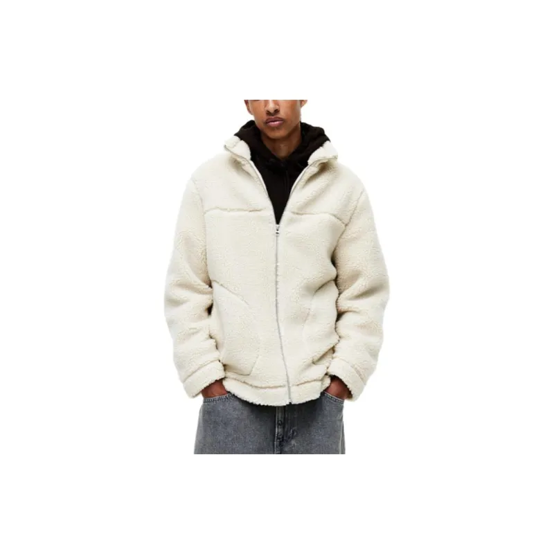 H&M Velvet feel Coat Men's Light Beige-1