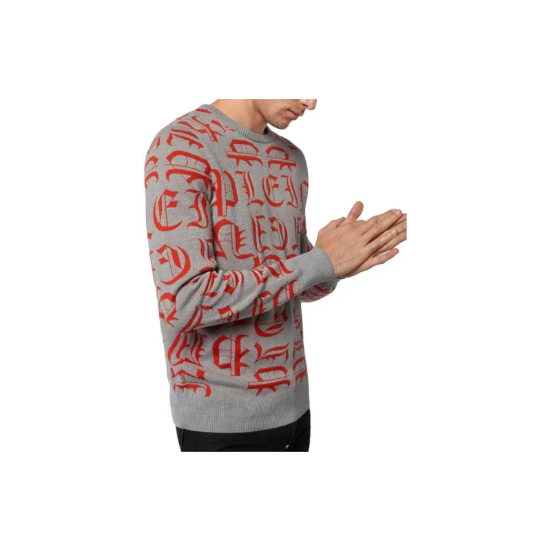 PHILIPP PLEIN Logo embroidered Crew Neck Sweater-4