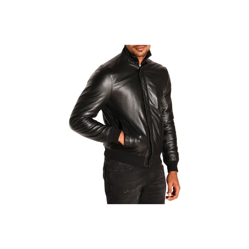 EMPORIO ARMANI FW21 Leather Jacket Men's Black-6