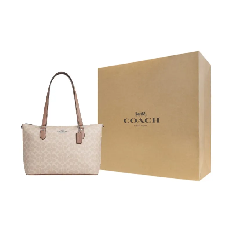 COACH Gallery PVC With Skin One Shoulder Crossbody Bag Tote Bag Shopping Bag Handbag Large Size Women's Pastel Pink-4