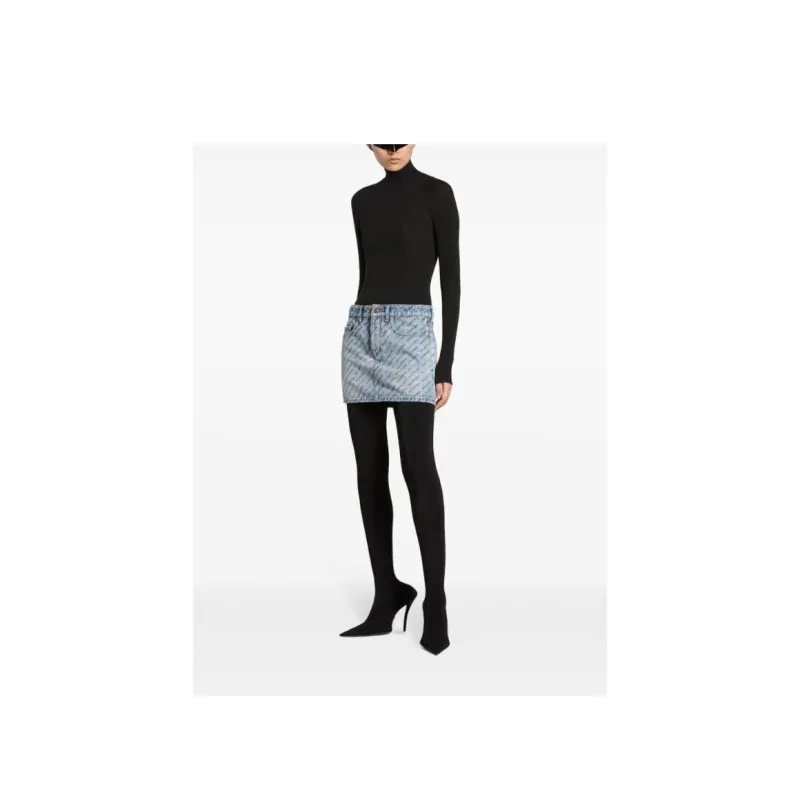 Balenciaga Logo print Denim Mini Skirt-8