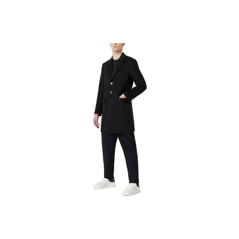 EMPORIO ARMANI Coat With Lapels In Beaver Cashmere-3