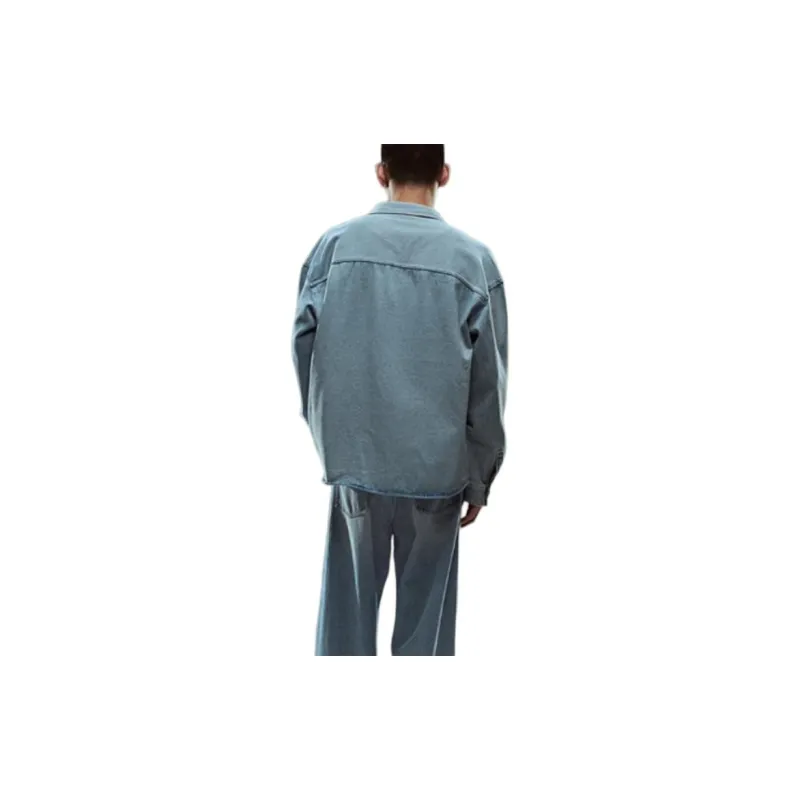 H&M Denim Jacket Men's Light Denim Blue-3