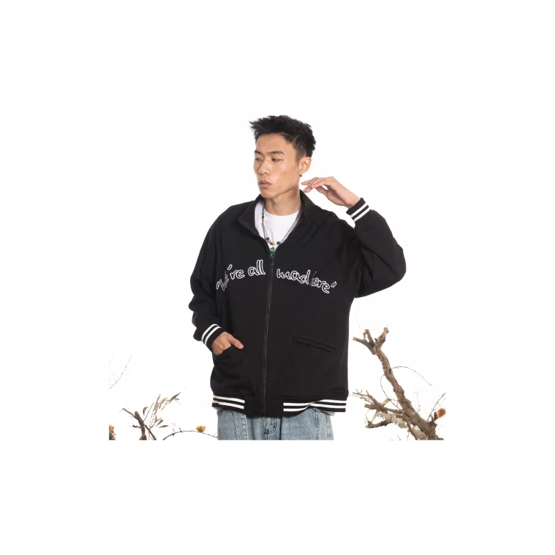 Athief Stand Collar Loose Fit Sweatshirt Unisex Black-2