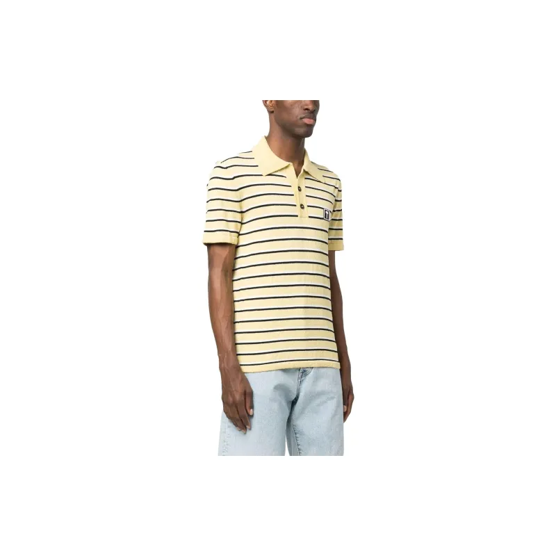 PALM ANGELS Logo Patch Striped Terry Polo-3