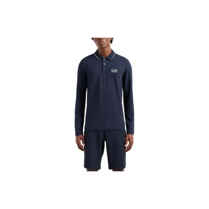 EMPORIO ARMANI Logo Printed Long Sleeved Polo Shirt-1